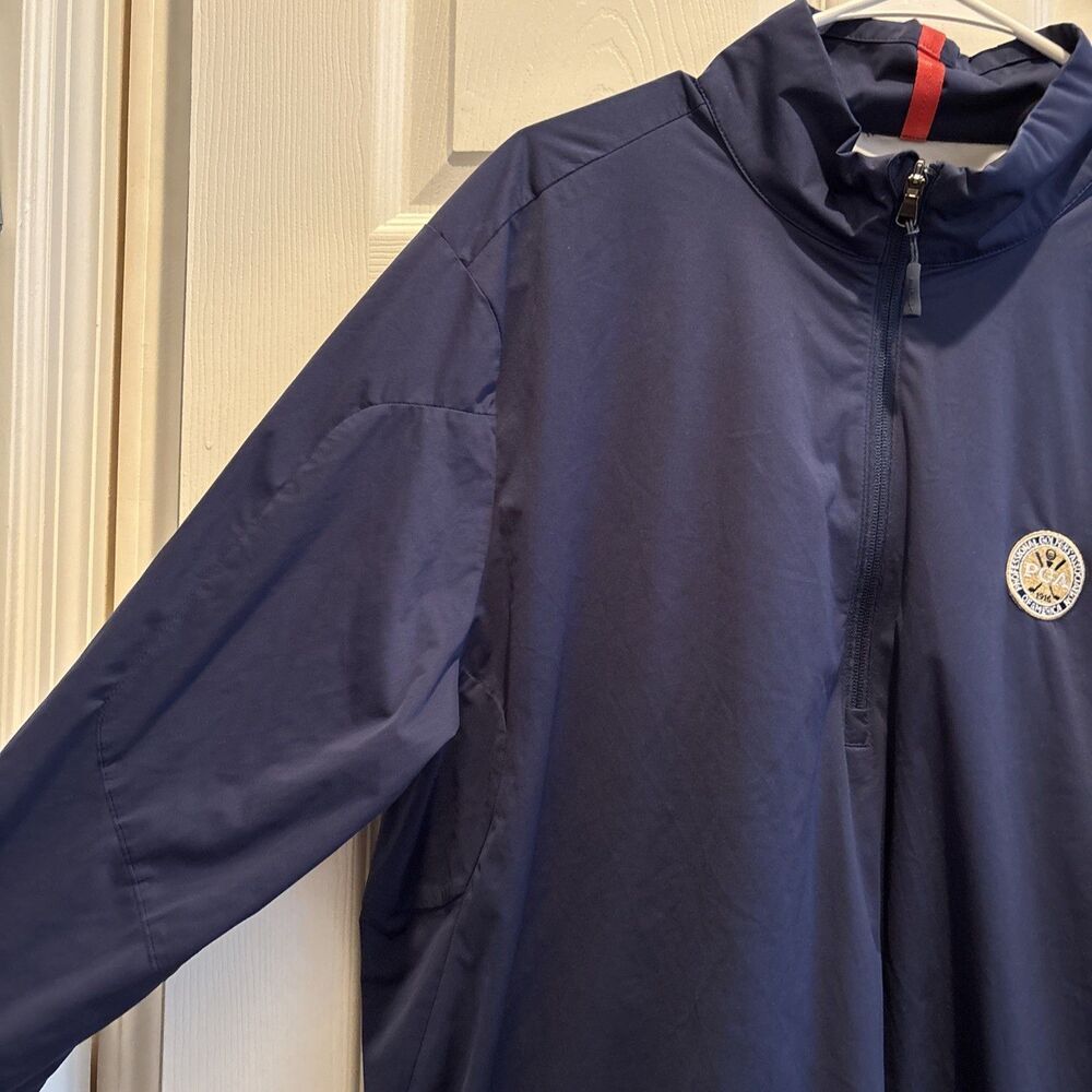 RLX Ralph Lauren PGA Windbreaker Jacket Men's XL 1/4 Zip Pullover Pocket Navy - Picture 2 of 15